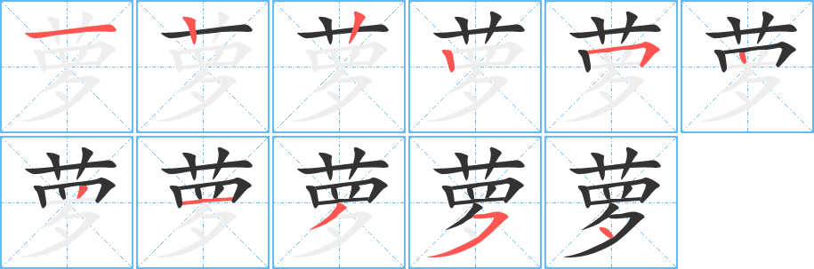 萝字的笔画顺序