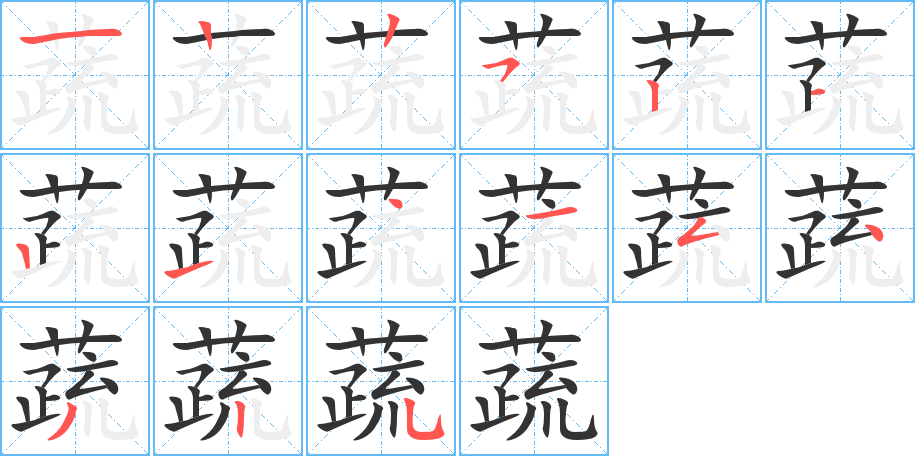 蔬字的笔画顺序