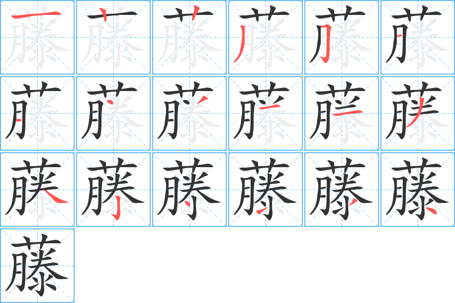 藤字的笔画顺序