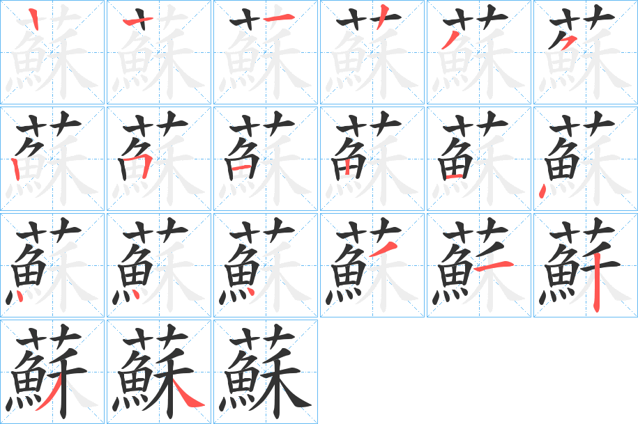 蘇字的笔画顺序