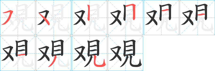 覌字的笔画顺序