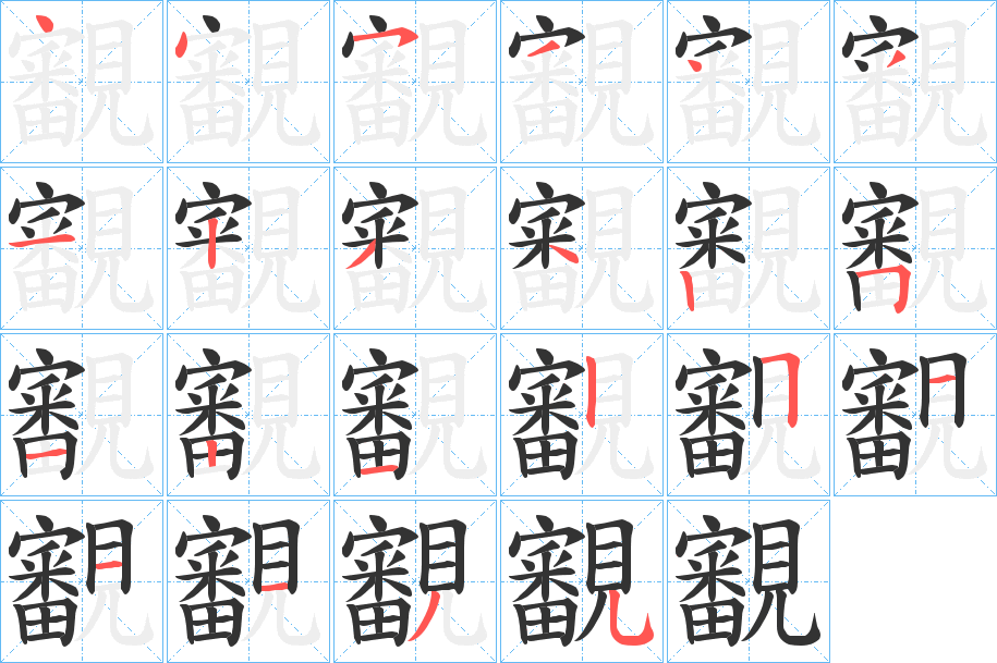 覾字的笔画顺序