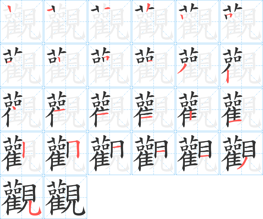 觀字的笔画顺序