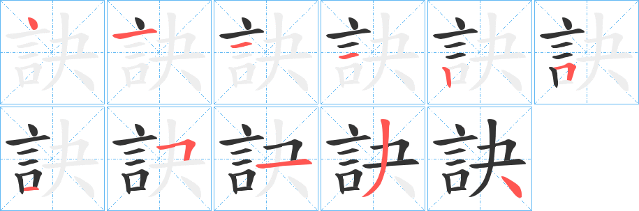 訣字的笔画顺序