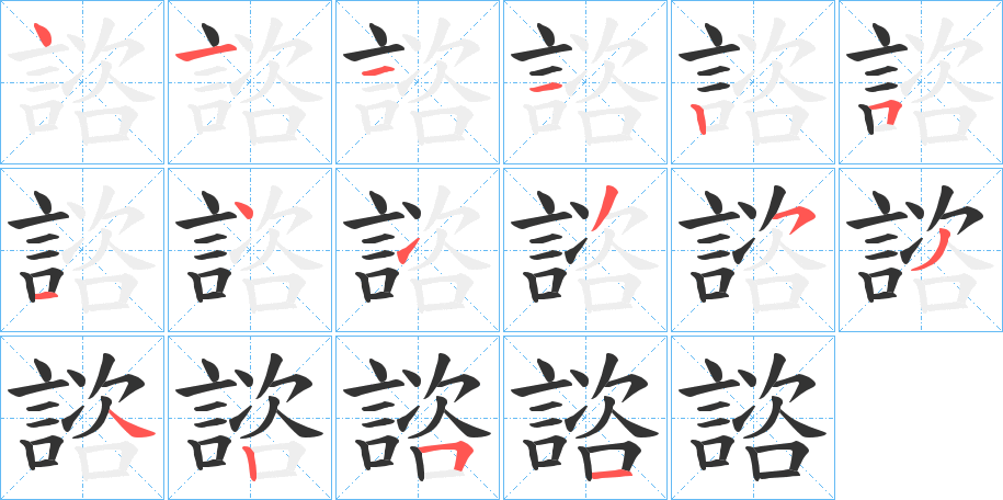 諮字的笔画顺序
