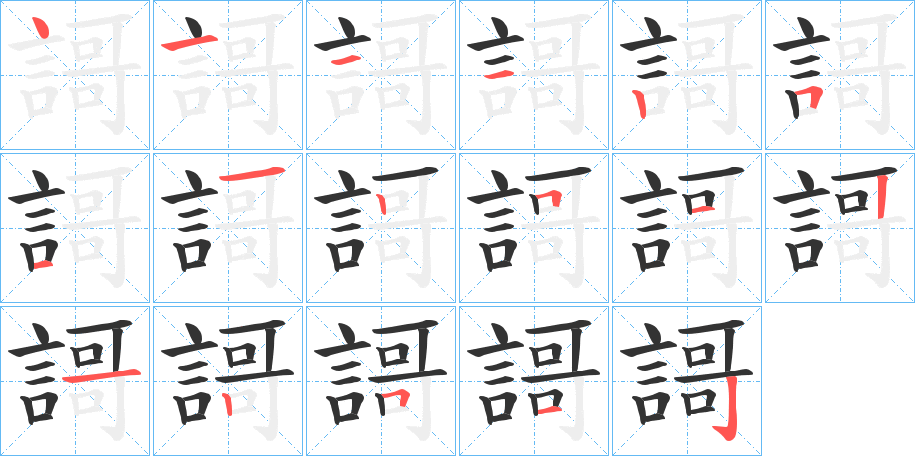 謌字的笔画顺序