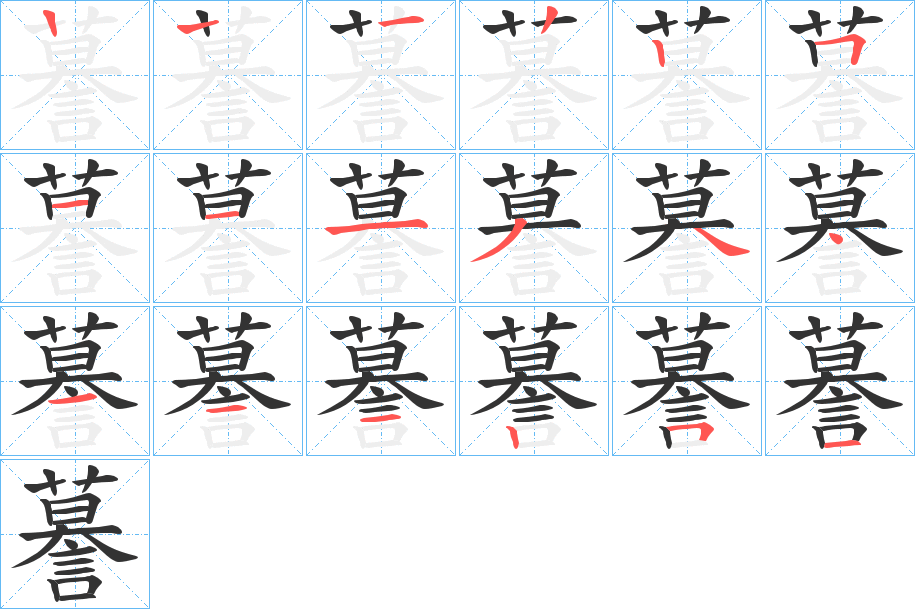 謩字的笔画顺序
