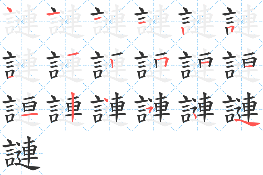 謰字的笔画顺序
