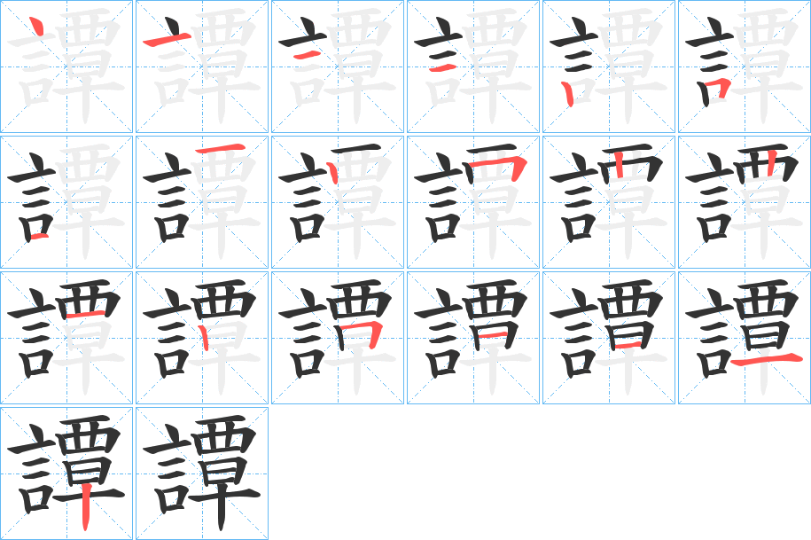 譚字的笔画顺序