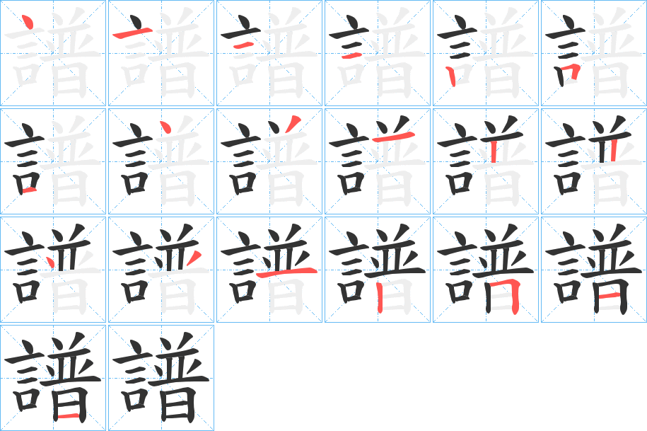 譜字的笔画顺序