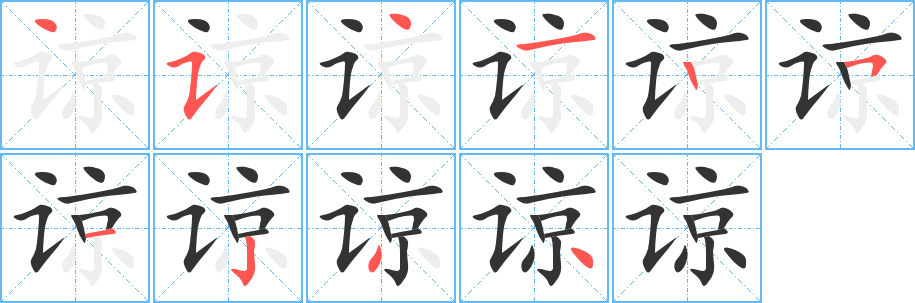 谅字的笔画顺序