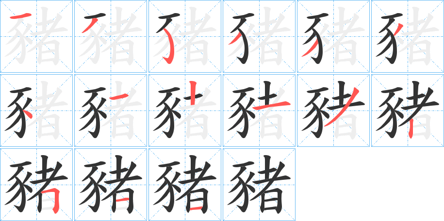 豬字的笔画顺序