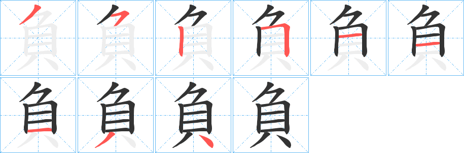 負字的笔画顺序