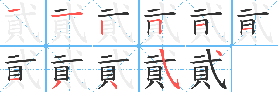 貮字的笔画顺序