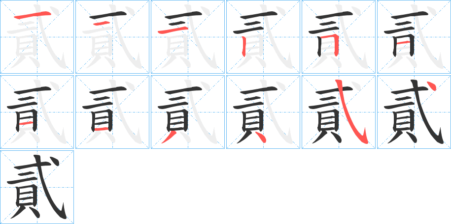 貳字的笔画顺序