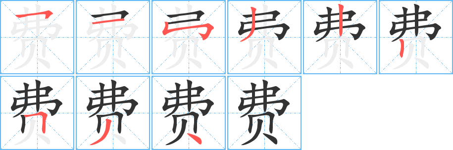 费字的笔画顺序