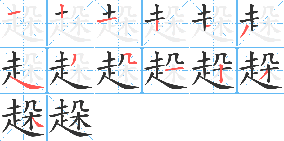 趓字的笔画顺序