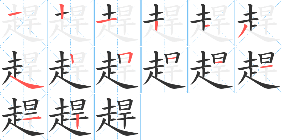 趕字的笔画顺序
