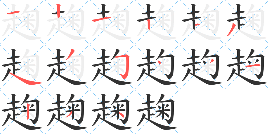 趜字的笔画顺序