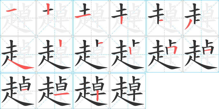 趠字的笔画顺序