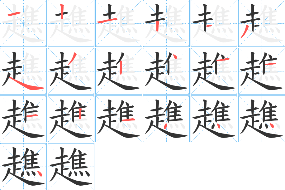 趭字的笔画顺序