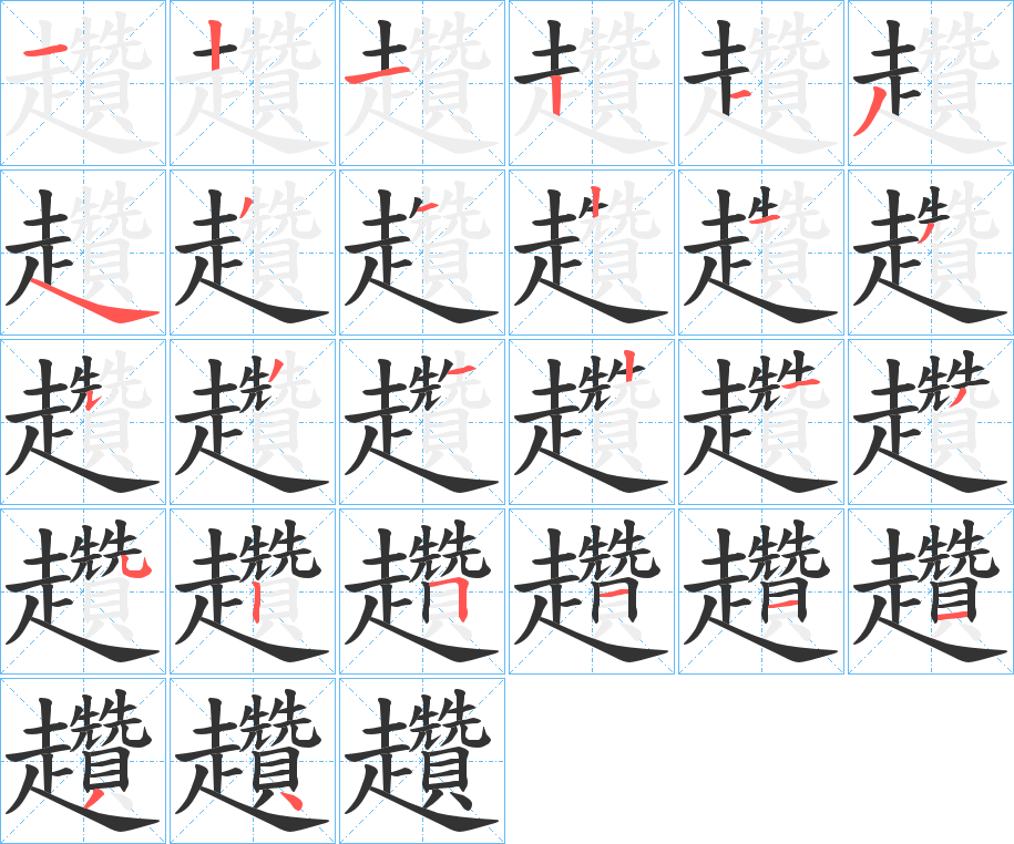 趲字的笔画顺序