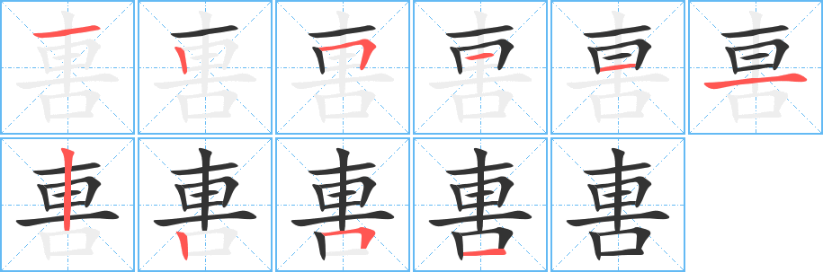 軎字的笔画顺序