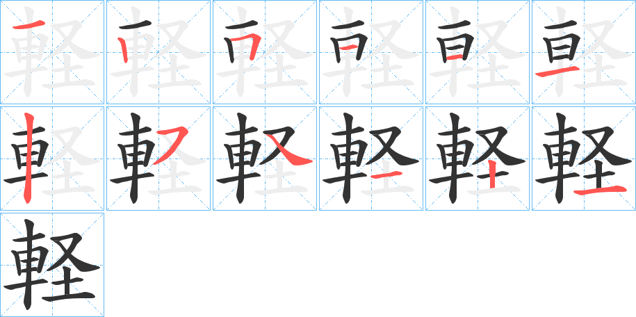 軽字的笔画顺序