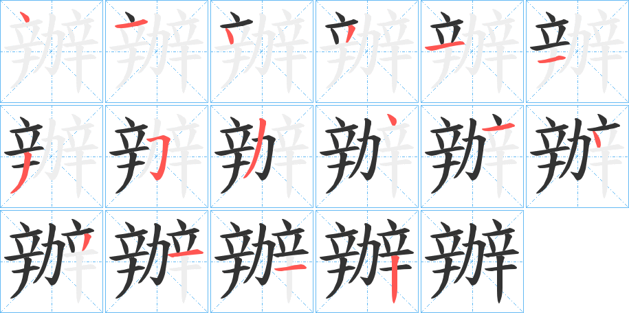 辦字的笔画顺序