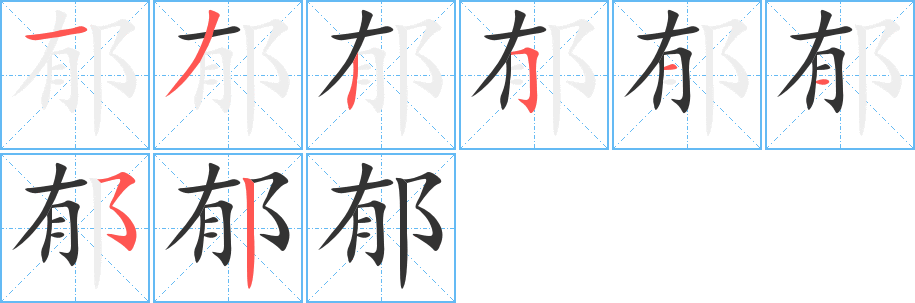 郁字的笔画顺序