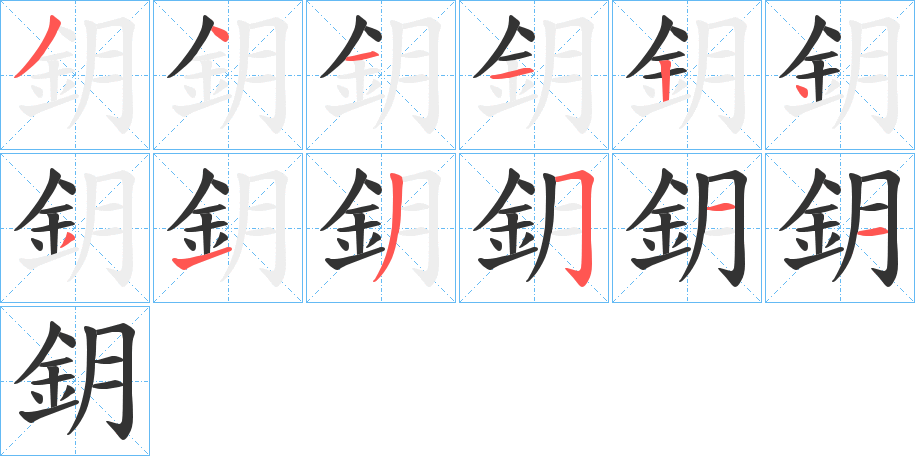鈅字的笔画顺序