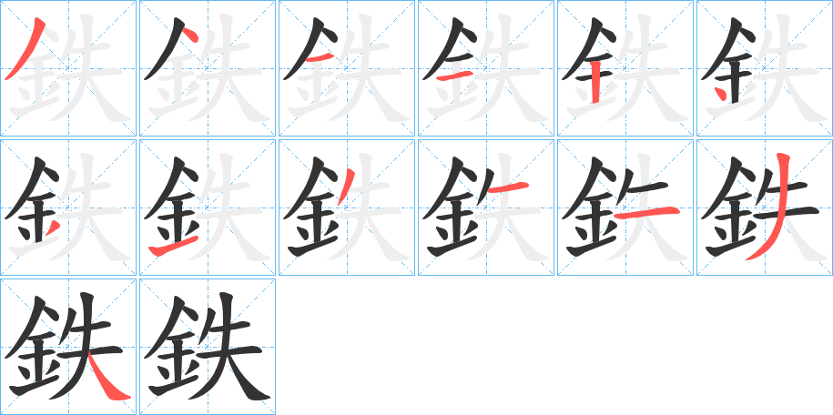 鉄字的笔画顺序