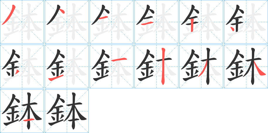鉢字的笔画顺序