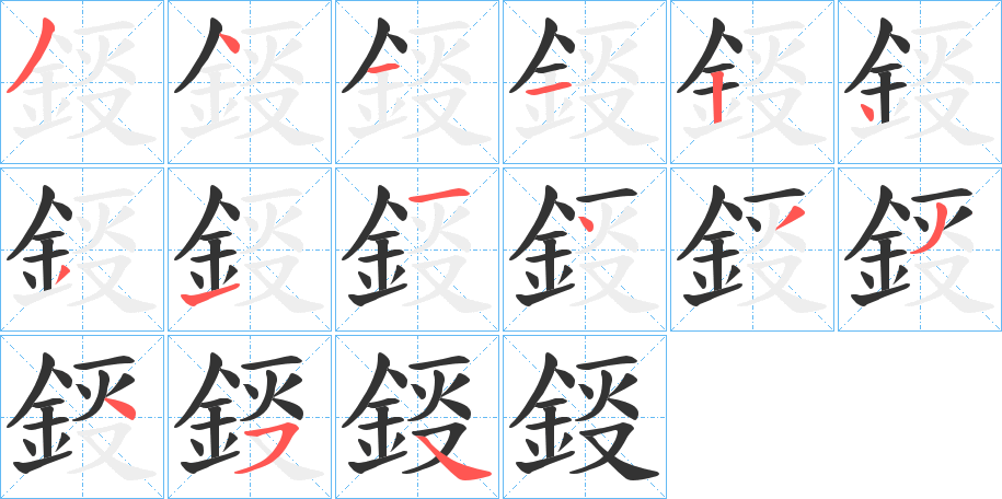 鋄字的笔画顺序