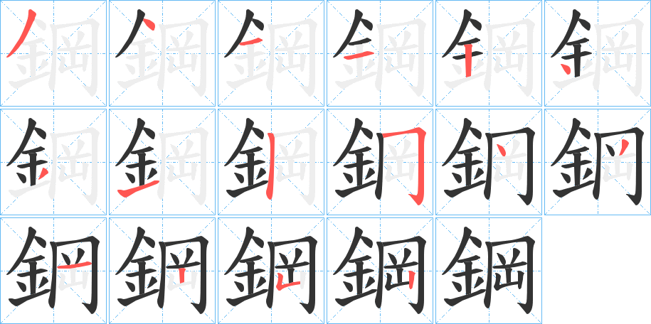 鋼字的笔画顺序