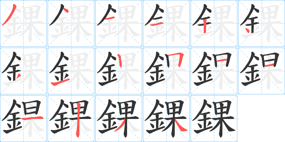 錁字的笔画顺序
