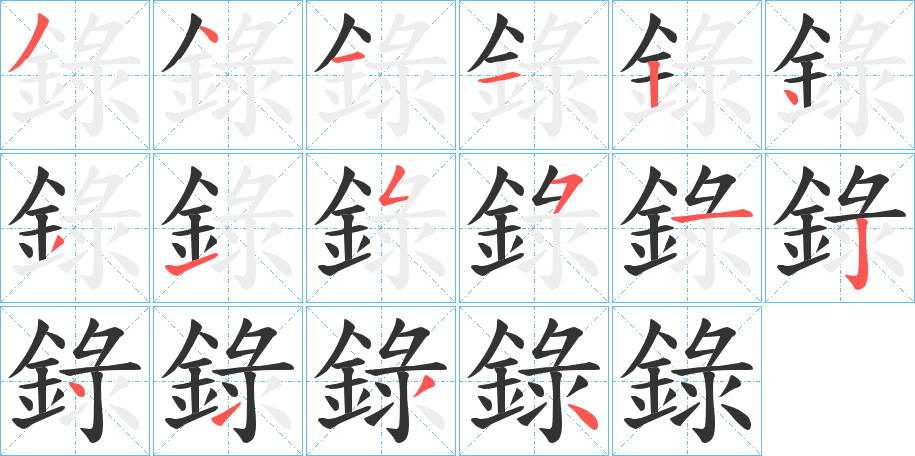 錄字的笔画顺序