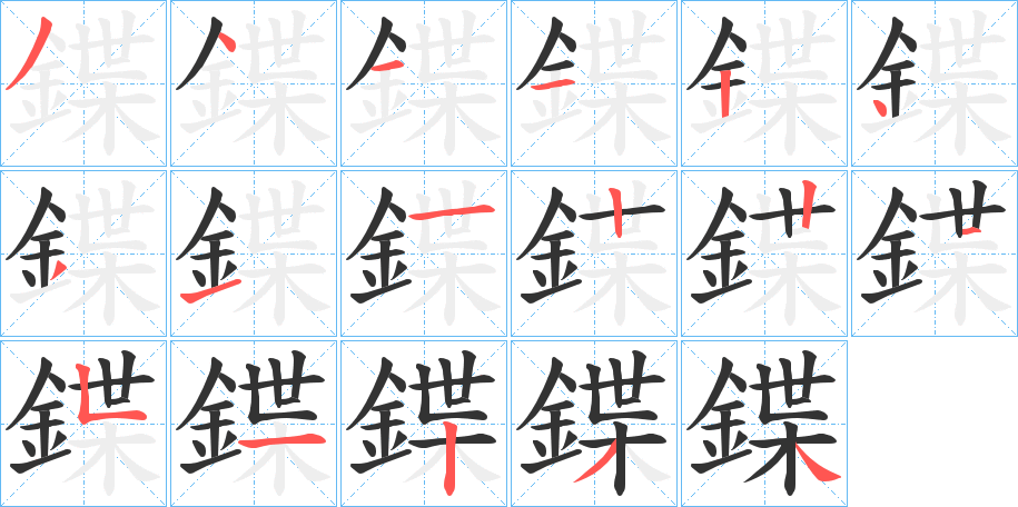 鍱字的笔画顺序