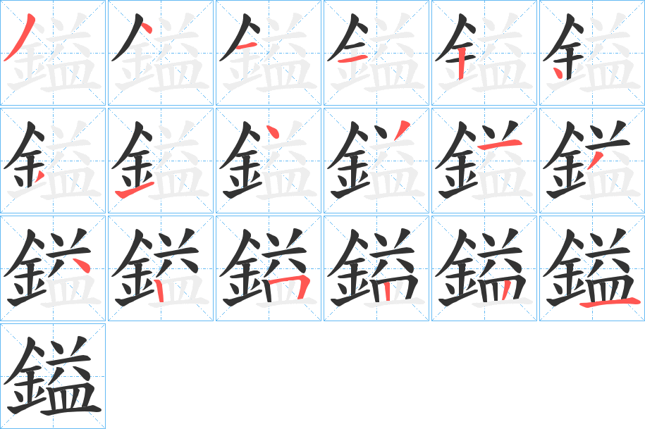 鎰字的笔画顺序