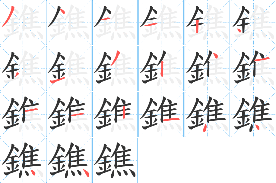 鐎字的笔画顺序