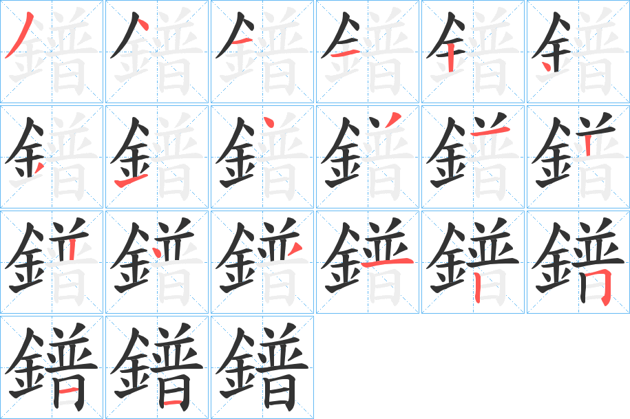 鐠字的笔画顺序