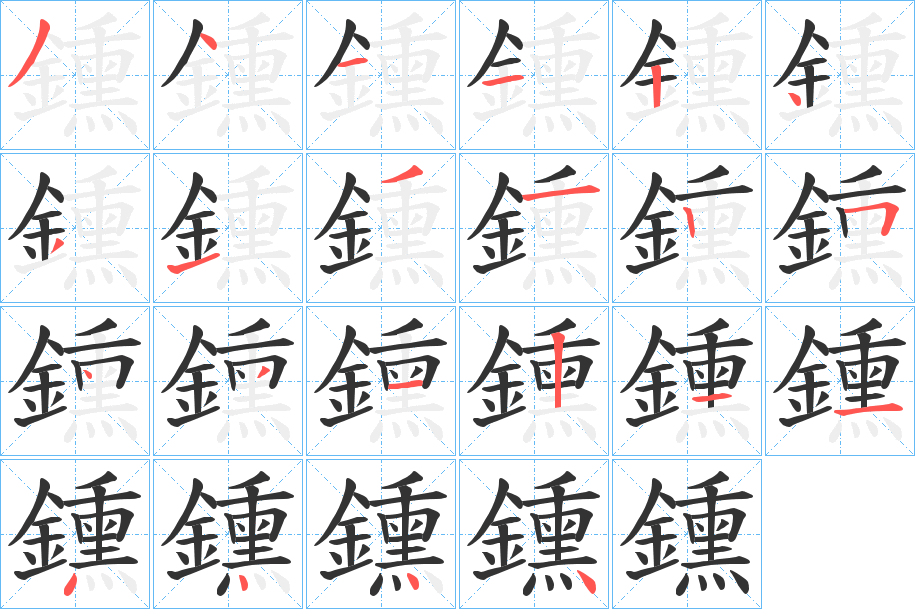 鑂字的笔画顺序