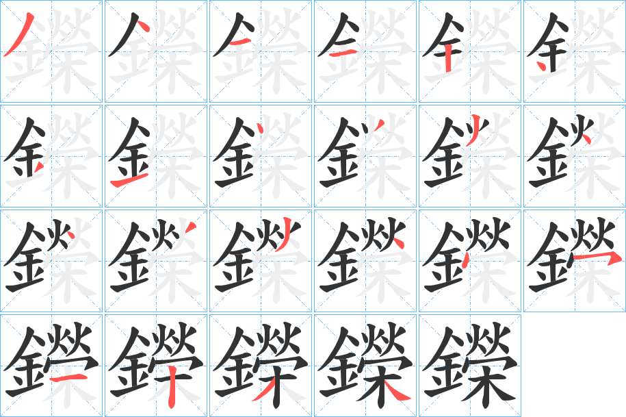 鑅字的笔画顺序