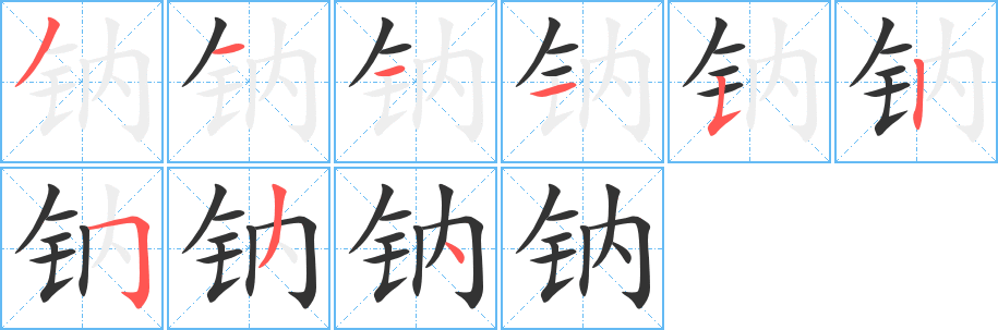 钠字的笔画顺序