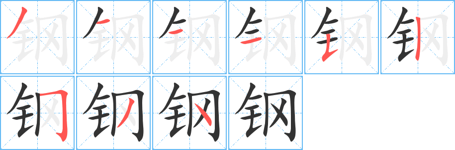 钢字的笔画顺序