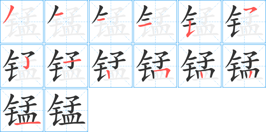 锰字的笔画顺序