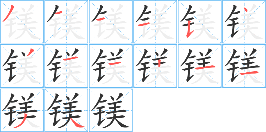 镁字的笔画顺序