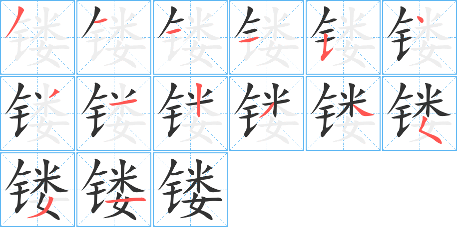 镂字的笔画顺序