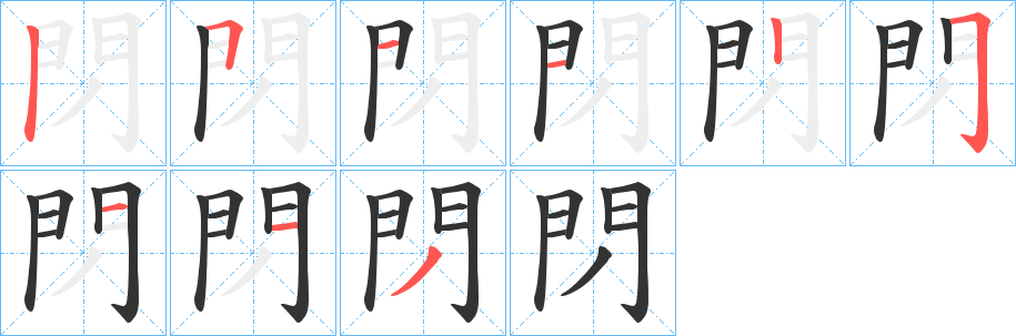 閁字的笔画顺序