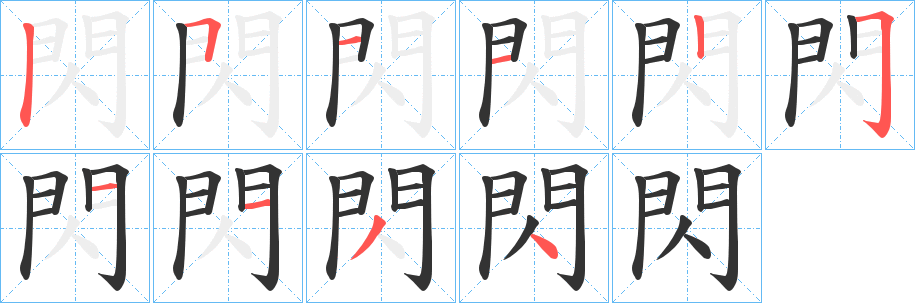 閃字的笔画顺序